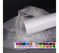 Crystal Organza Tulle Fabric Roll, 30cm x 45m Sheer Silky Shiny Netting Spool for Wedding Party Decoration Bridal Shower Table Runner (White)