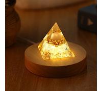 Crystal Orgone Pyramid with LED Base Natural Stone Lotus Orgonite Pyramid Crystals Orgone Energy Generator Healing Reiki Chakra Meditation Ornaments Crafts Home Office Art Decoration Gift