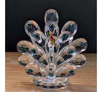 Crystal Ornament Peacock Artificial Glass Animal Figurine Handmade Christmas Birthday Wedding Gift Living Dining Table Home Decor