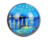 Crystal Ornament Starry Night Glass Hemisphere Paperweight Half Ball Figurine Handmade Art Gift Home Office Table Ornament Ball