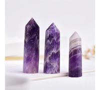 Crystal Ornaments 1pc Crystal Hexagonal Prism Crafts Natural Stone Quartz Tower 36 Colors Energy Mineral Wand Home Decoration Beautiful Crystal(Dream Amethyst,4-5cm)