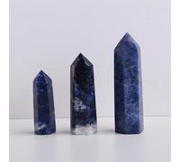 Crystal Ornaments 1pc Crystal Hexagonal Prism Crafts Natural Stone Quartz Tower 36 Colors Energy Mineral Wand Home Decoration Beautiful Crystal(Sodalite,7-8CM)