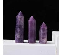 Crystal Ornaments 1pc Crystal Hexagonal Prism Crafts Natural Stone Quartz Tower 36 Colors Energy Mineral Wand Home Decoration Beautiful Crystal(Lepidolite,6-7cm)