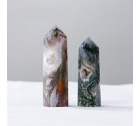 Crystal Ornaments 1pc Crystal Hexagonal Prism Crafts Natural Stone Quartz Tower 36 Colors Energy Mineral Wand Home Decoration Beautiful Crystal(Aquatic Agate,7-8CM)