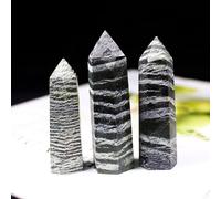 Crystal Ornaments 1pc Crystal Hexagonal Prism Crafts Natural Stone Quartz Tower 36 Colors Energy Mineral Wand Home Decoration Beautiful Crystal(Zebra Stone,5-6cm)