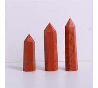 Crystal Ornaments 1pc Crystal Hexagonal Prism Crafts Natural Stone Quartz Tower 36 Colors Energy Mineral Wand Home Decoration Beautiful Crystal(Red Jade,5-6cm)