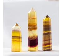 Crystal Ornaments 1pc Crystal Hexagonal Prism Crafts Natural Stone Quartz Tower 36 Colors Energy Mineral Wand Home Decoration Beautiful Crystal(Yellow Fluorite,6-7cm)