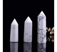 Crystal Ornaments 1pc Crystal Hexagonal Prism Natural Rose Quartz Wand Energy Amethyst Tower Home Furnishing Decoration Beautiful Crystal(Howlite,5-6cm)