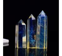 Crystal Ornaments 1pc Crystal Hexagonal Prism Natural Rose Quartz Wand Energy Amethyst Tower Home Furnishing Decoration Beautiful Crystal(Yellow Smelting,7-8CM)