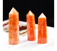 Crystal Ornaments 1pc Crystal Hexagonal Prism Natural Rose Quartz Wand Energy Amethyst Tower Home Furnishing Decoration Beautiful Crystal(Sun Stone,5-6cm)