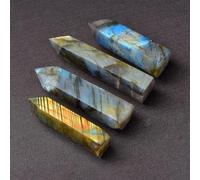 Crystal Ornaments 1pc Crystal Hexagonal Prism Natural Rose Quartz Wand Energy Amethyst Tower Home Furnishing Decoration Beautiful Crystal(Labradorite,5-6cm)