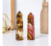 Crystal Ornaments 1pc Crystal Hexagonal Prism Natural Rose Quartz Wand Energy Amethyst Tower Home Furnishing Decoration Beautiful Crystal(Tiger Skin Smelting,5-6cm)