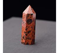 Crystal Ornaments 1pc Crystal Hexagonal Prism Natural Rose Quartz Wand Energy Amethyst Tower Home Furnishing Decoration Beautiful Crystal(Red Obsidian,7-8CM)