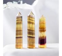 Crystal Ornaments 1pc Crystal Hexagonal Prism Natural Rose Quartz Wand Energy Amethyst Tower Home Furnishing Decoration Beautiful Crystal(Yellow Fluorite,5-6cm)