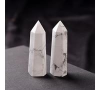 Crystal Ornaments 1pc Crystal Tower Point Wand Reiki Stone Rose Quartz Amethyst Energy Ore Mineral Polished Crafts Home Decoration Beautiful Crystal(Howlite,6-7cm)