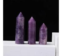 Crystal Ornaments 1pc Crystal Tower Point Wand Reiki Stone Rose Quartz Amethyst Energy Ore Mineral Polished Crafts Home Decoration Beautiful Crystal(Lepidolite,6-7cm)