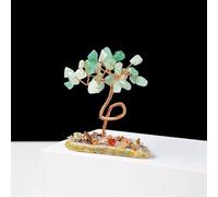 Crystal Ornaments 1PC Mini Natural Crystal Money Tree Copper Wire Wrapped W/Agate Slice Base Gemstone Reiki Chakra Trees Beautiful Crystal(Aventurine)