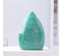 Crystal Ornaments 1PC Natural Amazonite Crystal Original Stone Hand-Carved Flame Shape Home Desktop Decoration Crystal Crafts Beautiful Crystal(100-200g)