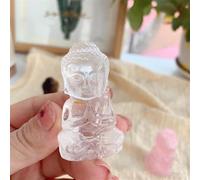 Crystal Ornaments 1pc Natural Clear Quartz Buddha Tigereye Carving Crafts Rose Crystal Energy Ornaments Room Decoration Beautiful Crystal(Clear Quartz)