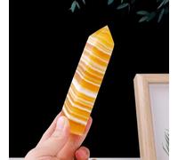 Crystal Ornaments 1PC Natural Yellow Calcite Crystal Tower Obelisk Magic Point Quartz Energy Crystal Wand Decorative Gifts Beautiful Crystal(100-150g)