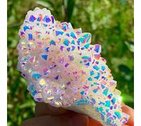 Crystal Ornaments Colorful Aura Quartz CrystaTrtanium Bismuth Silicon Cluster Rainbow Beautiful Crystal(400-500g)