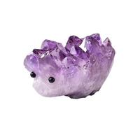 Crystal Ornaments Natural Amethyst Hedgehog Figurine Crystal Cluster Quartz Ore Magic Cure Crystal Ornaments Available Home Decoration DIY Gift Beautiful Crystal(250-300g)