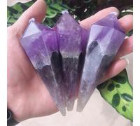 Crystal Ornaments Natural Amethyst Point Stone Crystal Wand Quartz Crystal Reiki Energy Stone Beautiful Crystal(145-150g)