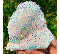 Crystal Ornaments Natural Colorful Aura Quartz crystaTrtanium Bismuth Silicon Cluster Rainbow Beautiful Crystal(500-550g)