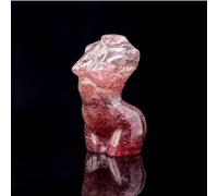 Crystal Ornaments Natural Crystal Female Model Statue Gemstone Hand Carving Female Torso Stone Crafts Quartz Home Decoration Beautiful Crystal(Red Strawberry)