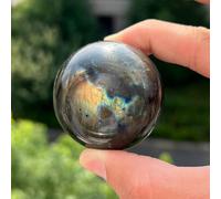 Crystal Ornaments Natural Crystal Labradorite Sphere Blue Flash Ball Reiki Stone for Meditation Collection Home Decor Gift Beautiful Crystal