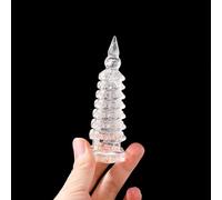 Crystal Ornaments Natural Crystal Stone Transparent Quartz Seven-Layer/Nine-Layer Wenchang Pagoda Carving Handicraft Ornaments Beautiful Crystal(5-7cm)