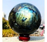Crystal Ornaments Natural Labradorite Ball Rainbow Quartz Crystal Sphere Reiki Beautiful Crystal(450-500g)