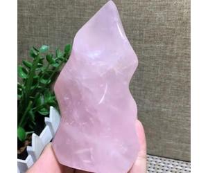 Crystal Ornaments Natural Polished Pink Crystal Flame Torch Decor Gift Beautiful Crystal(400-500g)