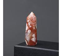 Crystal Ornaments Natural Quartz Column Cherry Agate Magic Wand Energy Gemstone Flower Crystal Point Decoration Beautiful Crystal(90-100mm)