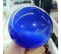 Crystal Ornaments Natural Quartz Crystal Ball Magic Cat's Eye Mineral Reiki Spirit Degaussing Home Office Decor Energy Beautiful Crystal(Azul,100mm)