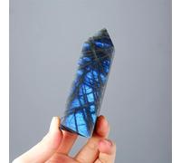 Crystal Ornaments Natural Stones Labradorite Crystal Tower Blue Flash Energy Ore Mineral Polished Crafts Home Decoration Beautiful Crystal(100-150g)