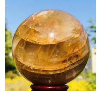 Crystal Ornaments Natural Yellow Flower Stone Ball Crystal Repair Quartz Crystal Mineral Home Office Degaussed Decorative Beautiful Crystal(200-300g)