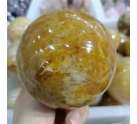 Crystal Ornaments Natural Yellow Rubber Flower Stone Ball Crystal Energy Ornament Beautiful Crystal(500-550g)