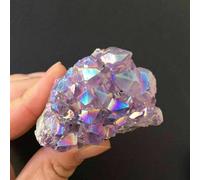 Crystal Ornaments Rainbow Angel Halo Crazy Amethyst Cluster Natural Quartz Crystal Rough Plagioclase Gift Beautiful Crystal(400-450g)