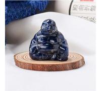 Crystal Ornaments Smiling Buddha Figurine Handicraft Carving Natural Stones Rose Quartz Aventurine Meditation Treatment Home Decoratio Beautiful Crystal(Sodalite)