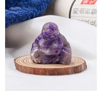 Crystal Ornaments Smiling Buddha Figurine Handicraft Carving Natural Stones Rose Quartz Aventurine Meditation Treatment Home Decoratio Beautiful Crystal(Amethyst)
