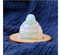 Crystal Ornaments Smiling Buddha Figurine Handicraft Carving Natural Stones Rose Quartz Aventurine Meditation Treatment Home Decoratio Beautiful Crystal(Opalite)