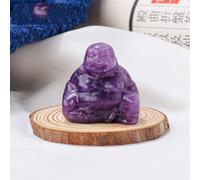 Crystal Ornaments Smiling Buddha Figurine Handicraft Carving Natural Stones Rose Quartz Aventurine Meditation Treatment Home Decoratio Beautiful Crystal(Lepidolite)