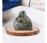 Crystal Ornaments Smiling Buddha Figurine Handicraft Carving Natural Stones Rose Quartz Aventurine Meditation Treatment Home Decoratio Beautiful Crystal(Labradorite)