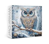 Crystal Owl Puzzle for Adults 1000 Pieces, Winter Animal Jigsaw Puzzle, Art Diamond Bird Snow Gem Jewel Puzzle