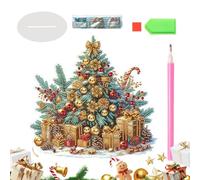Crystal Painting Kit - 2D Acrylic Rhinestones Art,with Stand Christmas Tree Tabletop Decor,for Adult Child Family Farmhouse Workplace Bedroom Dorm Party Holiday Winter Festival Counter