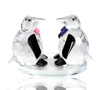 Crystal Pair Penguin Partner Display Ornament Paperweight Animal Collectible Gifts for Couples Women Wedding Anniversary Valentines