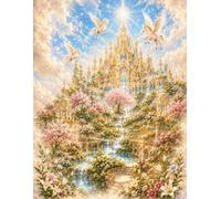 Crystal Palace Heaven Notebook: Inspirational Golden City Journal with Paradise Gardens and Pegasus Horses for Faith, Positive Thinking, Personal Growth, Relaxation and Daily Notes