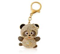 Crystal Panda Keyring with Rhinestone Bow - Cute Sparkly Panda Bag Charm Keychain for Women & Girls, Gold Plated, 11.5cm