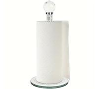 Crystal Paper Towel Holder - Silver Freestanding Tissue Stand with Glass Diamond Design, 31cm Round Base, Elegant Toilet & Kitchen Roll Holder for Bathroom, Kitchen & Home Décor